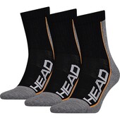 Head Performance Stripe Short Crew Socks 3 Pack  Black Grey