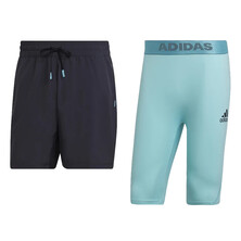 Adidas Men&#039;s Paris 2 In 1 Shorts Carbon Pulse Aqua
