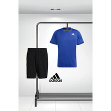 Adidas Men's Freelift T-Shirt Victory Blue And Ergo Shorts Outfit