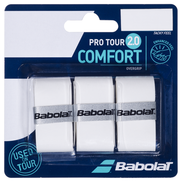 Babolat Pro Tour 2.0 Comfort Overgrips 3 Pack - White