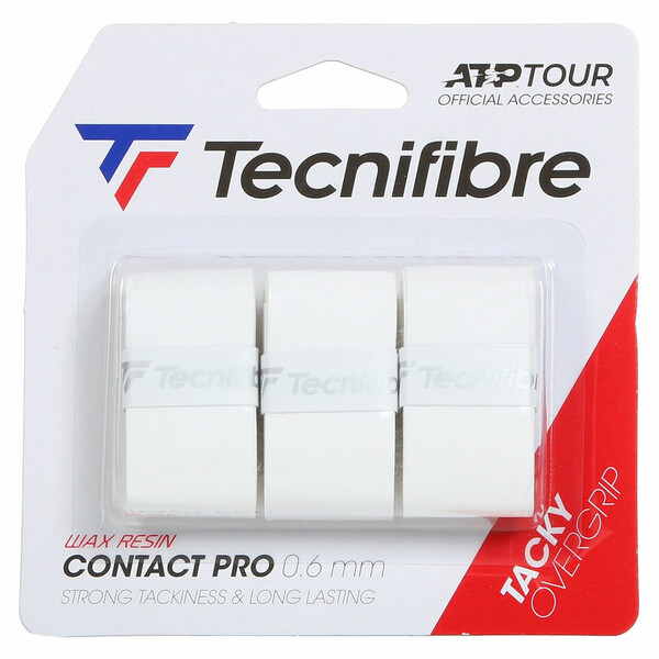 Tecnifibre Contact Pro Overgrip White - Pack of 3
