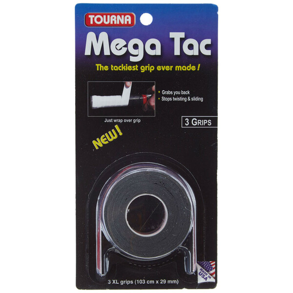 Tourna Mega Tac Grip XL Black  - 3 Grips