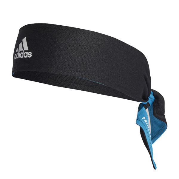 Adidas Tennis Tie-Back Reversible Headband Black Sonic Aqua