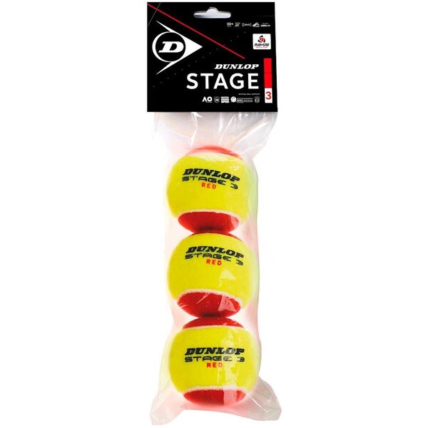 Dunlop Red Junior Tennis Balls Stage 3  - 3 Pack