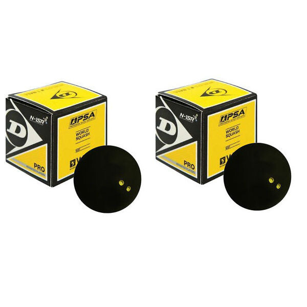 Dunlop Pro Squash Balls - Double Yellow Dot - 2 Balls