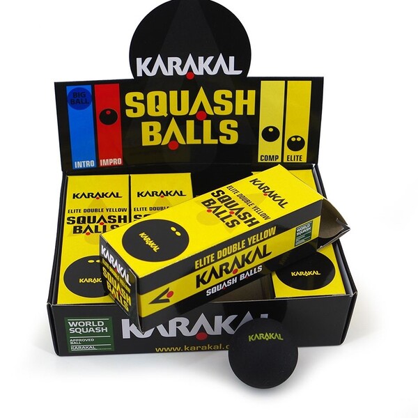 Karakal Double Yellow Dot Squash Balls - 1 Dozen