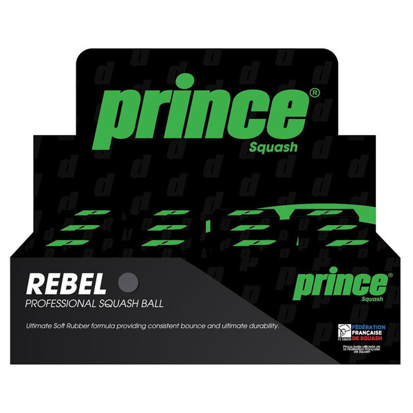 Prince Rebel Single Yellow Dot Squash Balls - 1 Dozen