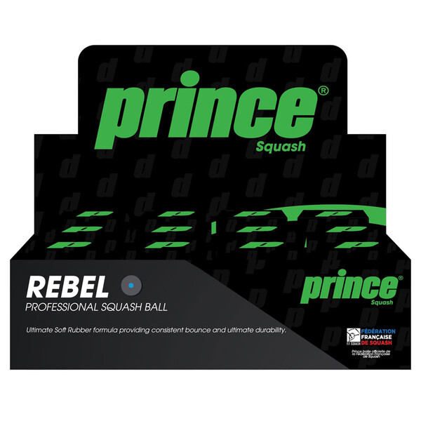 Prince Rebel Blue Dot Squash Balls - 1 Dozen