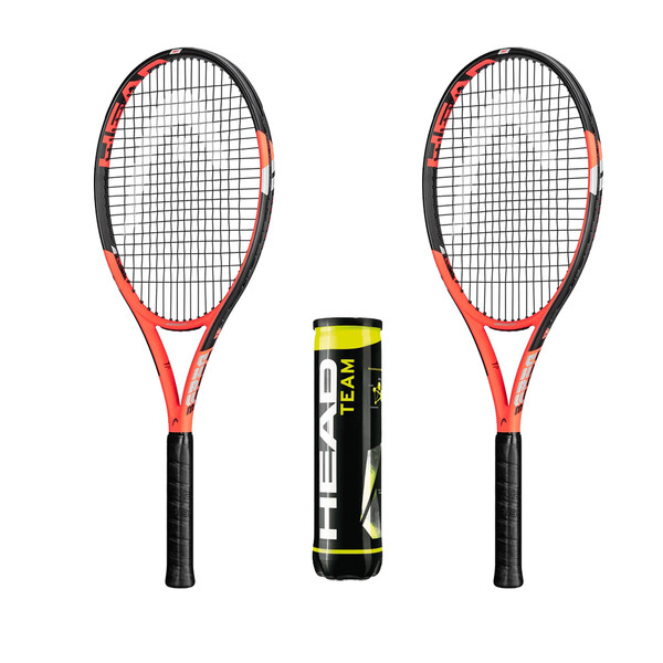 Head Challenge MP 2 Tennis Rackets + Balls Saver Bundle