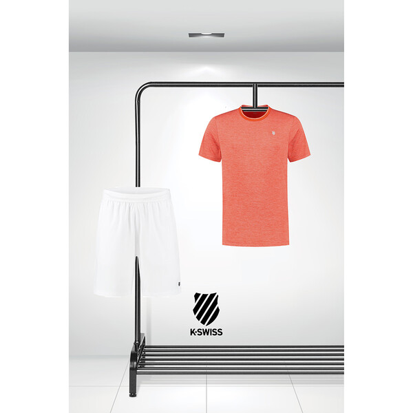 K-Swiss Men's Hypercourt Double Crew Orange And Shorts Outfit
