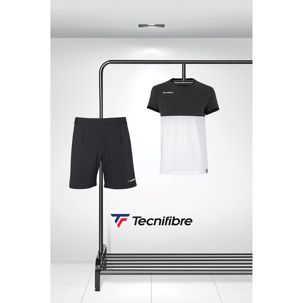Tecnifibre Men's F1 Stretch T-Shirt And Stretch Shorts Black Heather Outfit