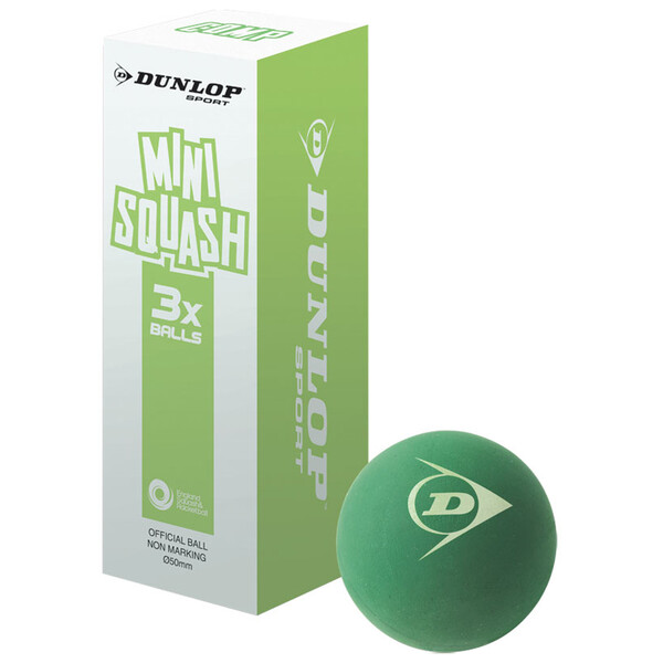 Dunlop Green Mini Squash FUN Balls 3 Pack